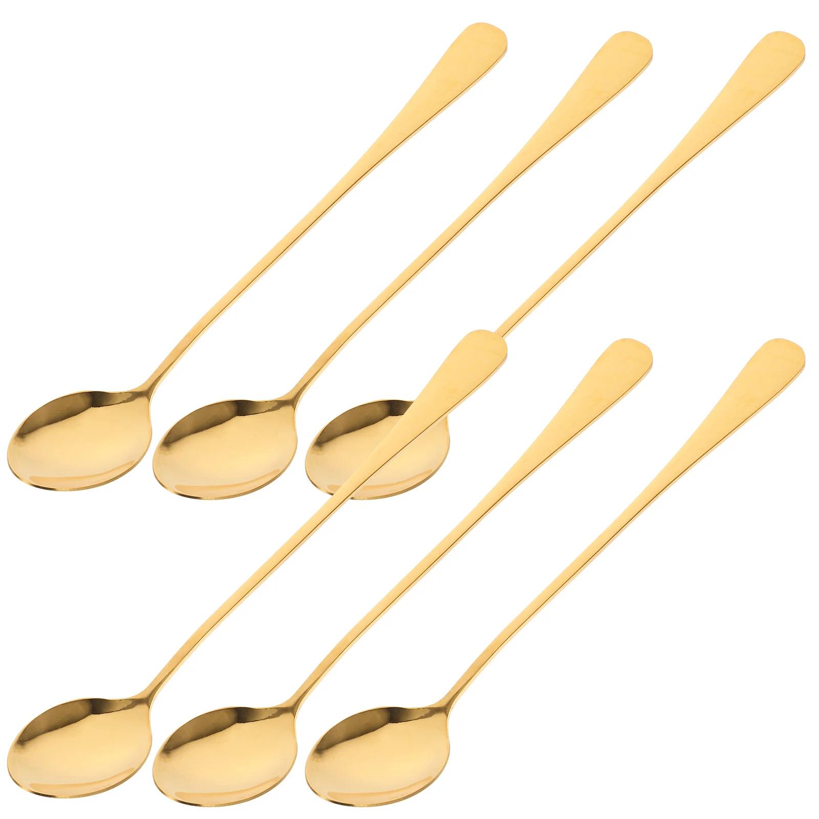 

6 Pcs Spoon Pudding Handle Stirring Spoons Stainless Steel Long Dessert Coffee Supplies Korean Household Scoop Cake