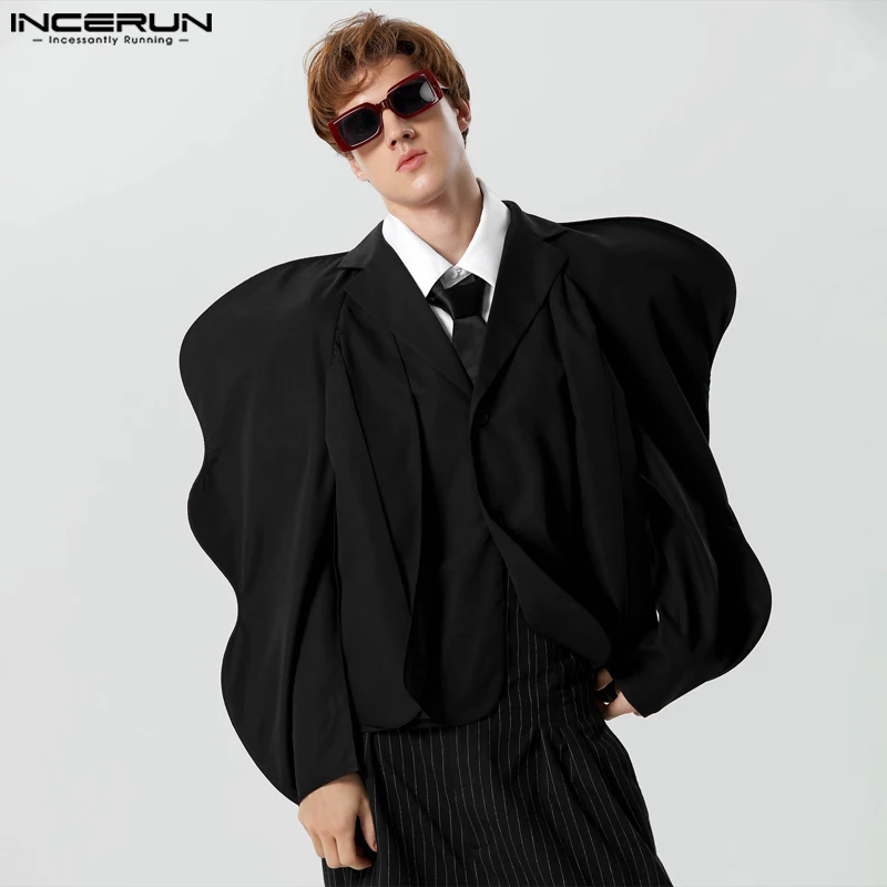 

American Style Fashion Men's Collarless Design Flounce Blazer Casual Irregular Long Sleeved Suit Jackets S-5XL INCERUN Tops 2023