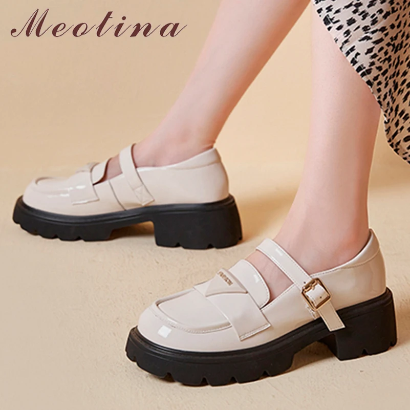 Meotina Women Genuine Leather Round Toe Block Mid Heels Buckle Ladies Fashion Casual Pumps Autumn Spring Shoes Beige Black 40
Meotina Women Genuine Leather Round Toe Block Mid Heels Buckle Ladies Fashion Casual Pumps Autumn Spring Shoes Beige Black 40