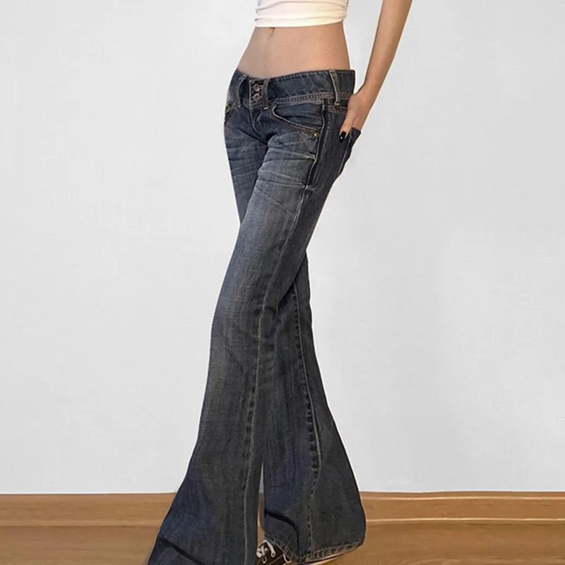 2000s Clothes Y2k Low Rise Boot Cut Jeans Woman Casual Black Striped Denim Trousers Streetwear Flare Pants P77-DD25 262 Sa6ba381e91c04812bb5e23f50618dbb35