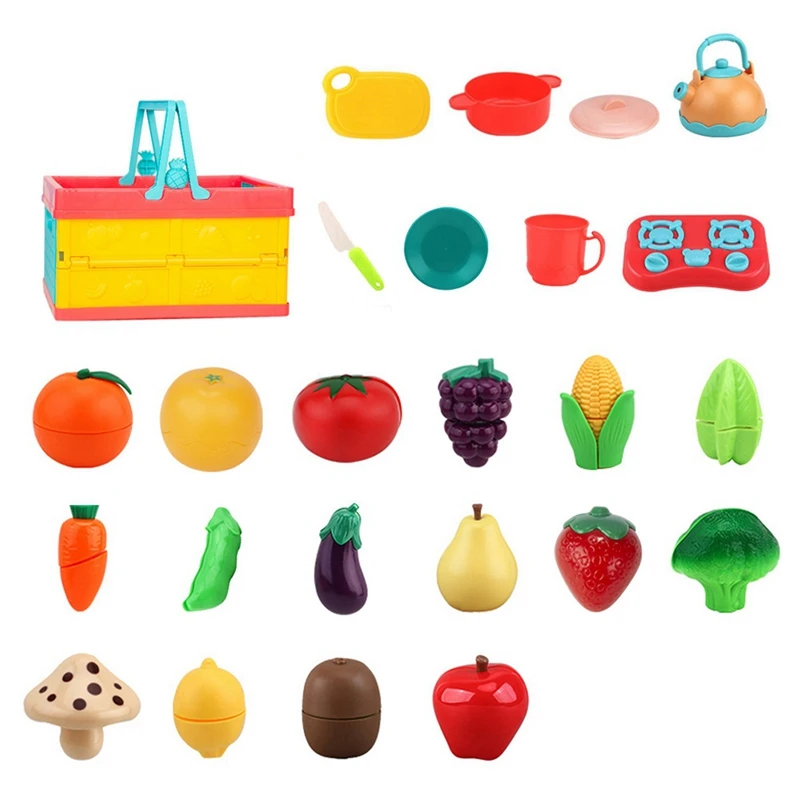 

Детские игрушки для фруктов и овощей, игрушки для игры, имитация домика, кухонные игрушки, набор из 25 предметов, подходит для детей