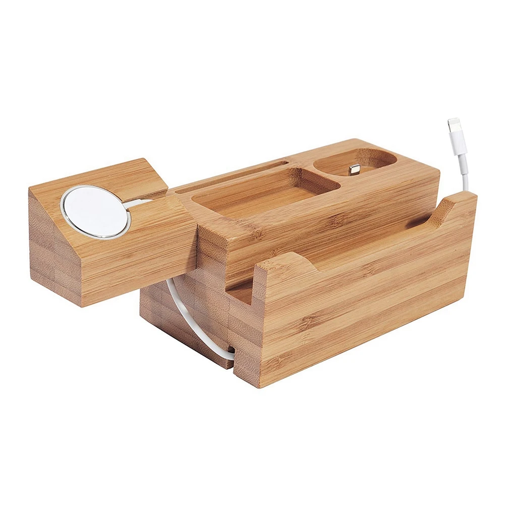 

Wooden Charging Dock Station Multi-Function for Mobile Phone Holder Stand for Apple Watch iPad iPhone Charger US Plug