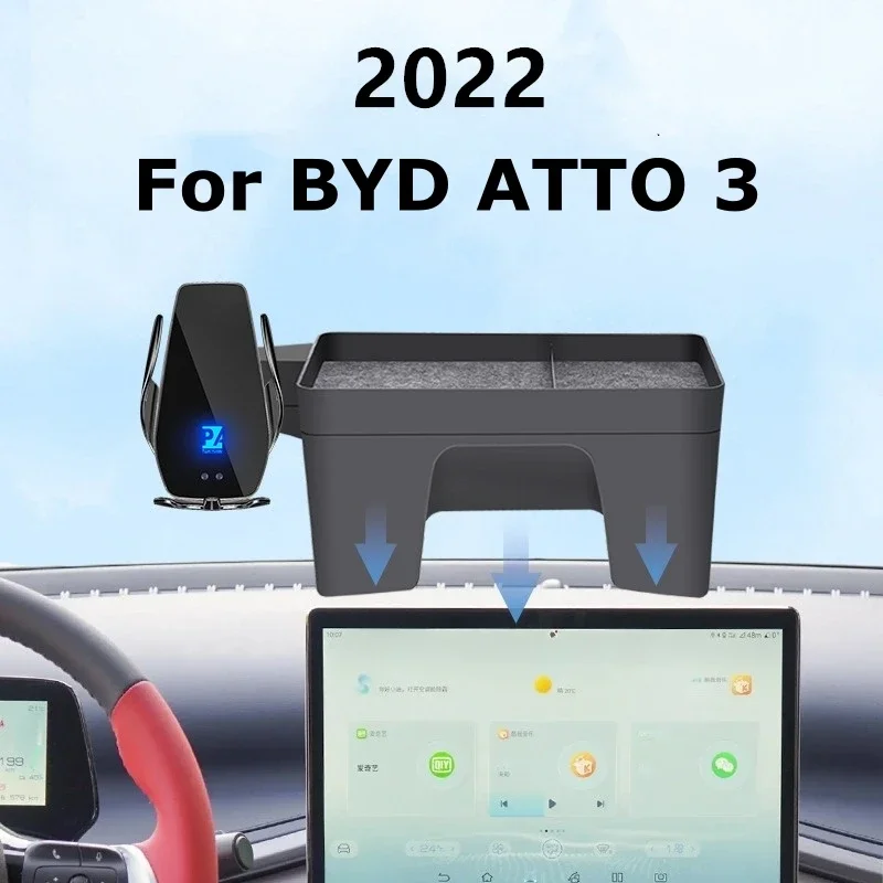 

For 2022 BYD Atto 3 Atto3 Yuan Plus Car Screen Phone Holder Wireless Charger Screen Navigation Interior 12.8 Inch Size