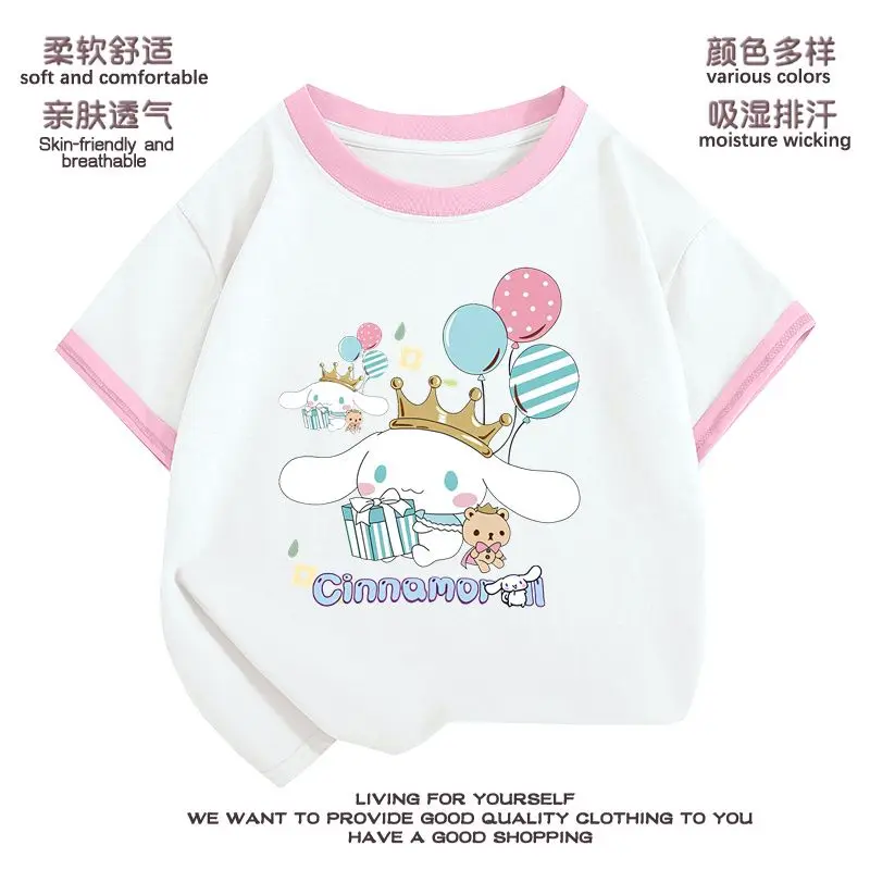 Girly Heart Cinnamoroll Anime Kawaii Sanrio Short Sleeve T-Shirt Summer Cute Cartoon Children Cotton Clothing Gifts for Kids
Girly Heart Cinnamoroll Anime Kawaii Sanrio Short Sleeve T-Shirt Summer Cute Cartoon Children Cotton Clothing Gifts for Kids