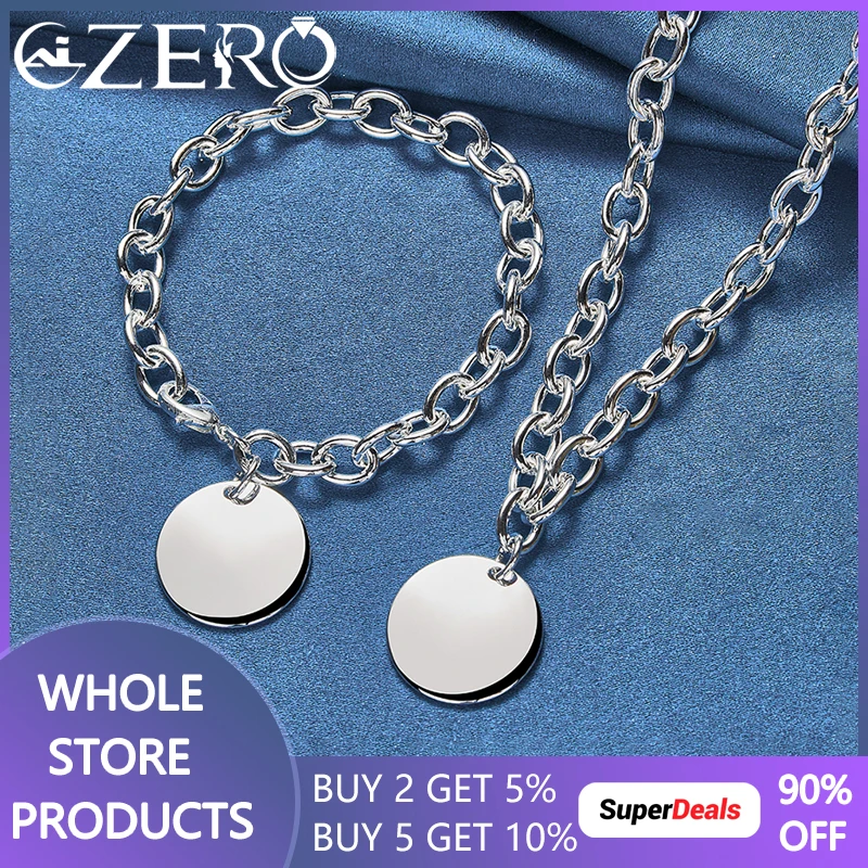 925 Sterling Silver Smooth Surface Round Pendant Necklace Bracelet For Man Women Fashion Jewelry Set Simple Leisure Accessories
925 Sterling Silver Smooth Surface Round Pendant Necklace Bracelet For Man Women Fashion Jewelry Set Simple Leisure Accessories
