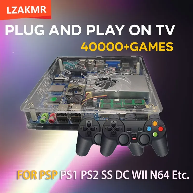 

LZAKMR Super Console U7 Plug and Play Retro Game Console 500G HDD 70000+Games for Wii PS2 SS DC PSP GameCube N64 Wireless handle