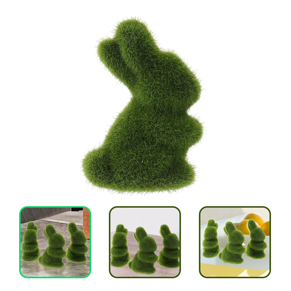 

Rabbit Easter Turf Grass Bunny Green Crafts Adornment Decor Adorable Ornament Funny Figurine Imitated Animal Artificial