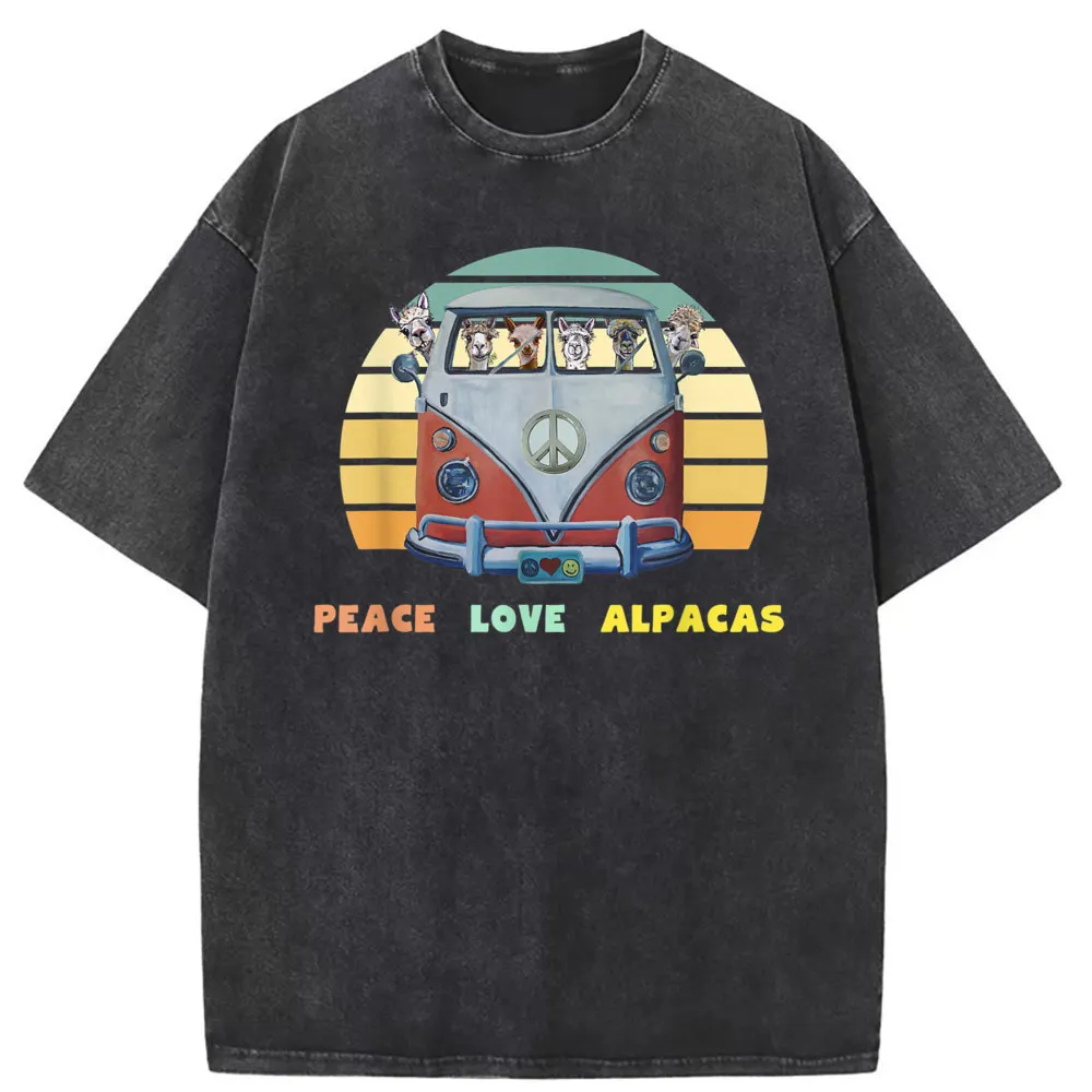 

Футболка Мужская/Женская с длинным рукавом, милый Модный свитшот с надписью Peace Love/Alpacas, винтажная одежда на осень