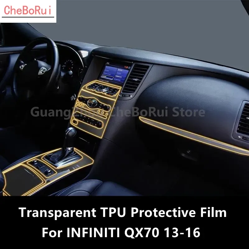 Для INFINITI QX70 13-16 Автомобильная внутренняя центральная консоль прозрачная фотопленка с защитой от царапин аксессуары для ремонта
Для INFINITI QX70 13-16 Автомобильная внутренняя центральная консоль прозрачная фотопленка с защитой от царапин аксессуары для ремонта