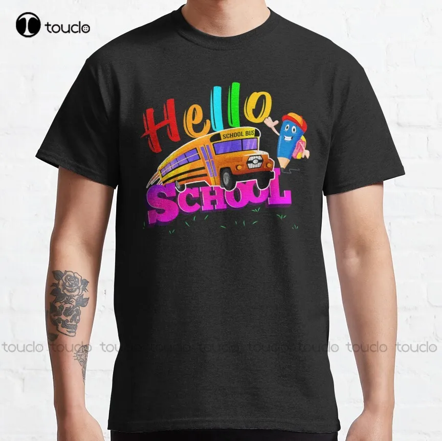 Классическая футболка Hello School Back To School для учеников, женские рубашки, хлопковые уличные простые винтажные повседневные футболки, новинка
Классическая футболка Hello School Back To School для учеников, женские рубашки, хлопковые уличные простые винтажные повседневные футболки, новинка