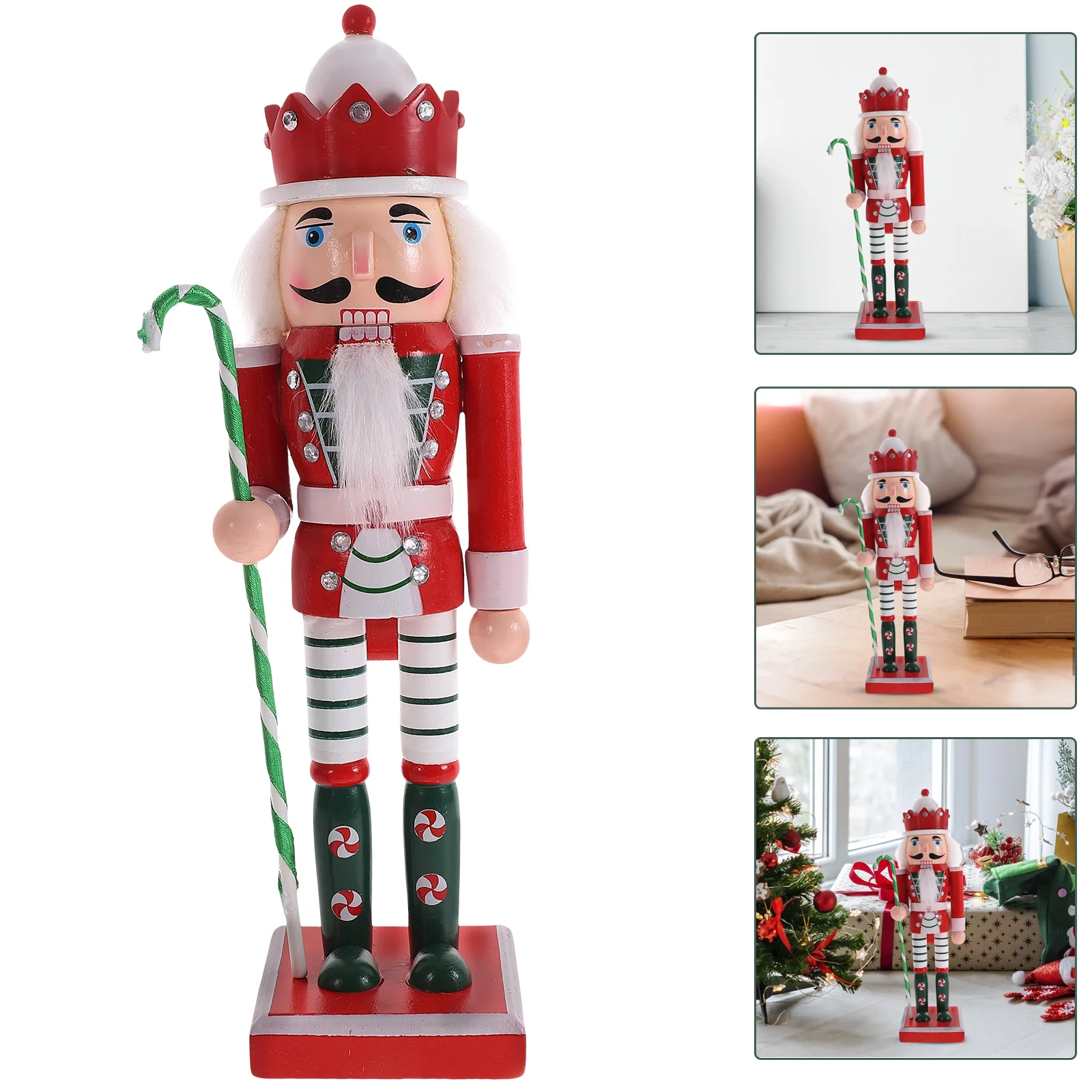 

Wooden Christmas Nutcracker Figures Nutcracker Peppermint Soldier Statue Traditional Gingerbread Nutcracker Puppet Doll Toy