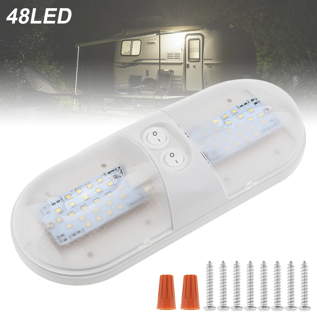DC10-24V Ceiling Dome Light White 800 Lumens 4000-4500K 48X3528SMD RV LED RV LED Lights ON/Off Switch for Cars RV Trailer Boats
DC10-24V Ceiling Dome Light White 800 Lumens 4000-4500K 48X3528SMD RV LED RV LED Lights ON/Off Switch for Cars RV Trailer Boats