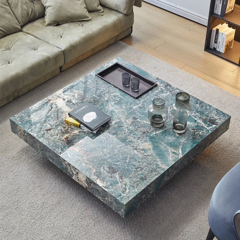 lItalian style luxury green rock plate square tea table, family living room, large and small house type, online celebrity design
lItalian style luxury green rock plate square tea table, family living room, large and small house type, online celebrity design