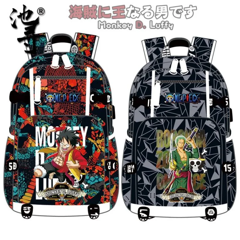 

One Piece Anime Backpack Large Capacity Nautical Middle School Student School Bag Male Campus Primary School Student Backpack