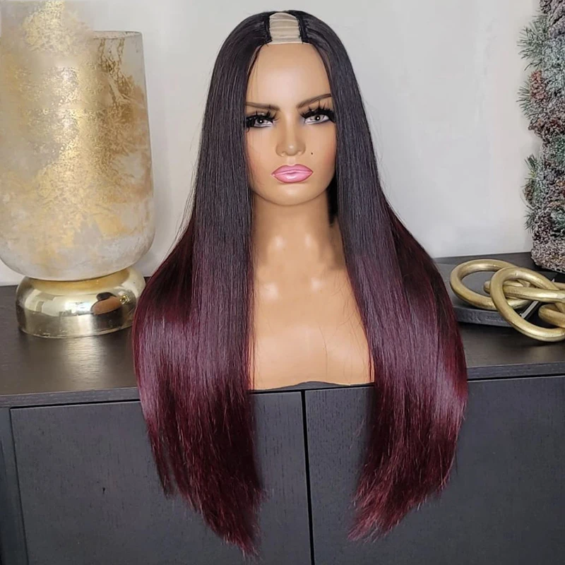 Free Part 24inch Soft Ombre Burgundy Long Straight U Part Wig European 99j Remy Human Hair Jewish Glueless Wig For Black Women
Free Part 24inch Soft Ombre Burgundy Long Straight U Part Wig European 99j Remy Human Hair Jewish Glueless Wig For Black Women