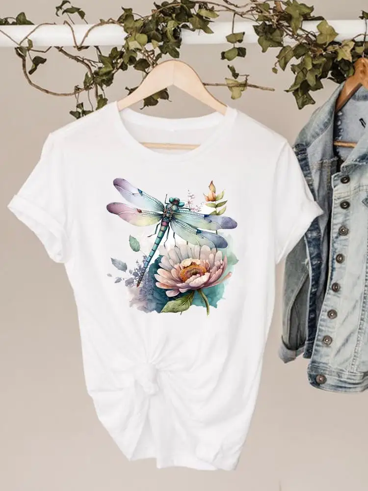 Fashion Basic Tee Top Clothes Women Flower Dragonfly Trend Cute Graphic Short Sleeve T-shirt Ladies Print T Shirt Clothing
Fashion Basic Tee Top Clothes Women Flower Dragonfly Trend Cute Graphic Short Sleeve T-shirt Ladies Print T Shirt Clothing