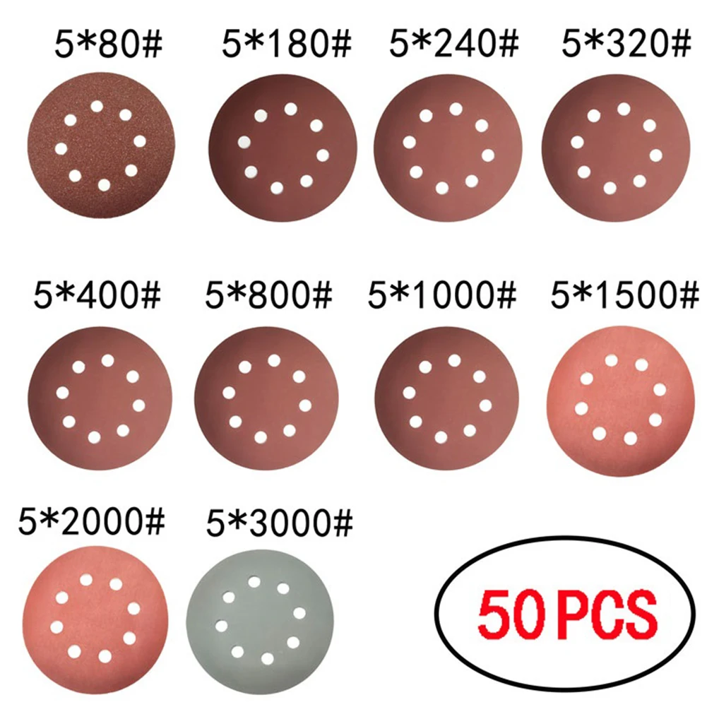 50 PCS Sanding Discs 125mm Round Shape Sandpaper 8 Hole Mixed Grit 80-3000 Hook And Loop Disk Sand Sheets Polishing Tools
50 PCS Sanding Discs 125mm Round Shape Sandpaper 8 Hole Mixed Grit 80-3000 Hook And Loop Disk Sand Sheets Polishing Tools