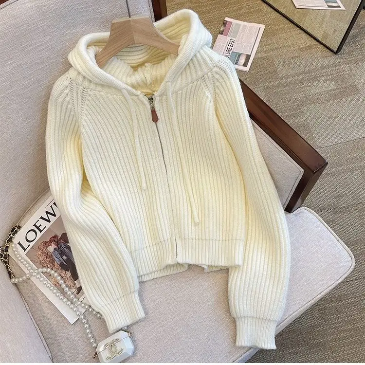 2024 Spring Autumn New Women Korean Long Sleeve Knitted Coat Female Zipper Short Cardigans Ladies Hooded Sweater Jackets Z509
2024 Spring Autumn New Women Korean Long Sleeve Knitted Coat Female Zipper Short Cardigans Ladies Hooded Sweater Jackets Z509