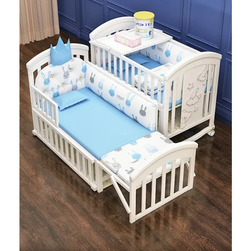 

Crib Solid Wood European White Removable Baby Bb Newborn Multi-function Cradle Children's Splicing Queen Bed
