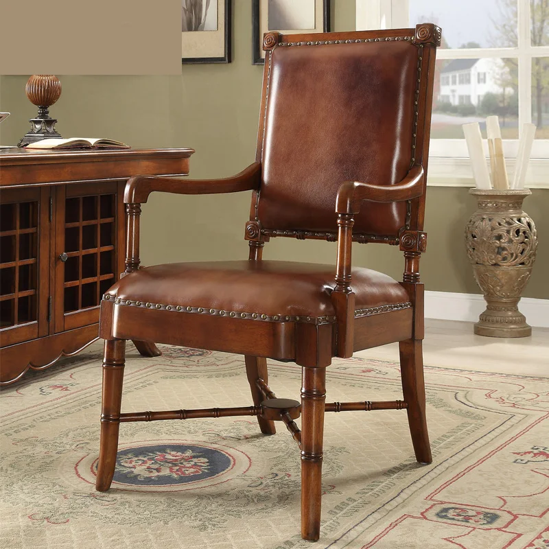 High-end dining chair American classic retro solid wood dining chair living room luxury leather leisure chair armchair
High-end dining chair American classic retro solid wood dining chair living room luxury leather leisure chair armchair