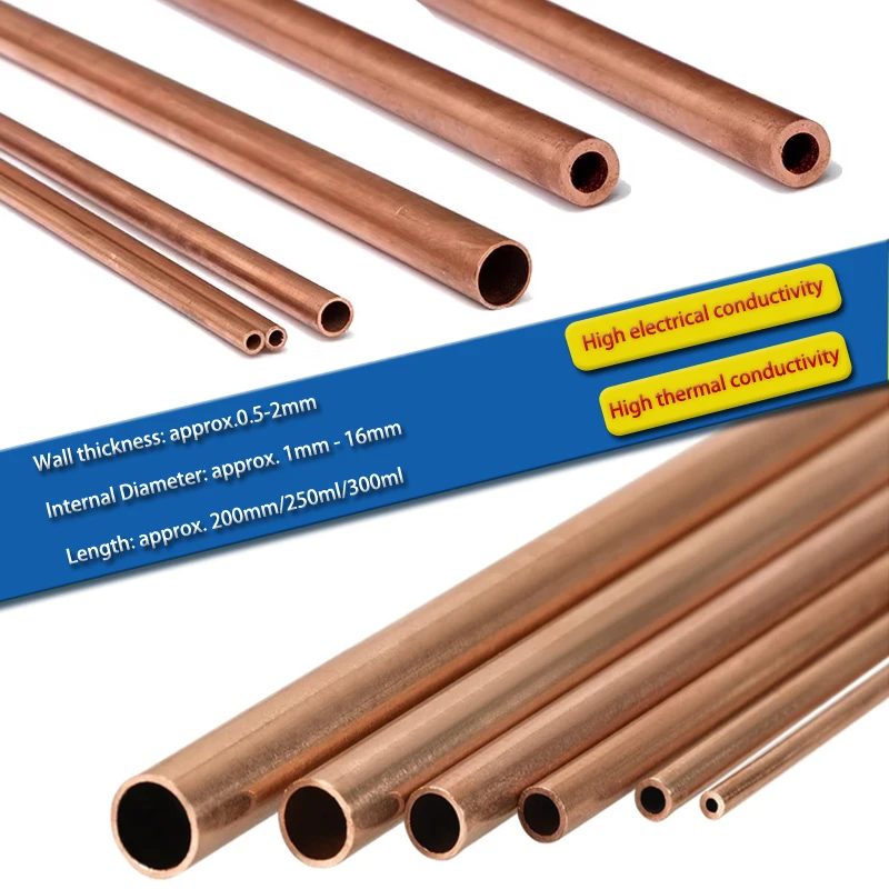 

New 1-3pcs Red copper Tubes OD 2~18mm ID 1~16mm Length 200mm~500mm Copper Round Metal Pipe Tubing
