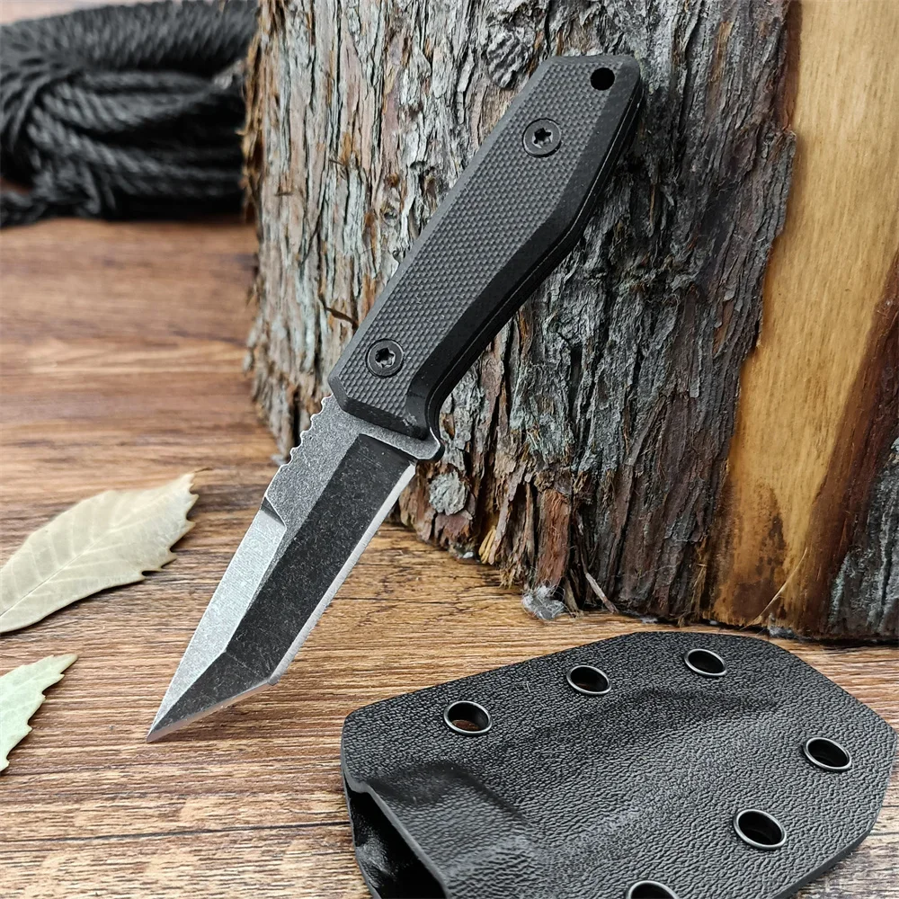 

Outdoor Protable Straight Knife 8Cr13mov Blade G10 Handle Camping Hunting Necklace Knives Jungle Survival EDC Tool Kydex Sheath