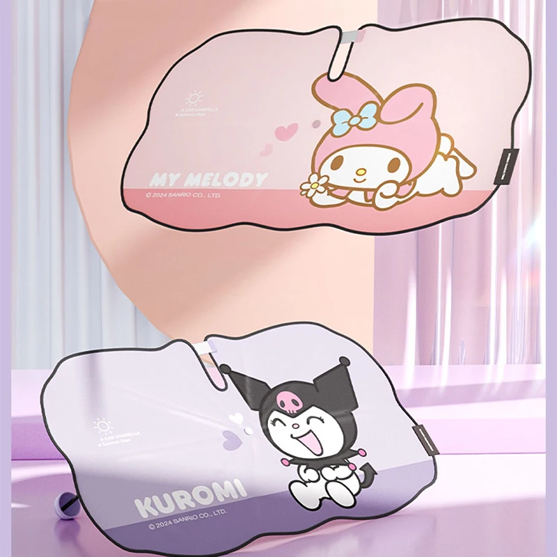 

Sanrio Kawaii Hello Kitty Car Sunshade My Melody Cinnamoroll Anime Cartoon Sweet Heat Insulation Sun Protection Folding Sunshade
