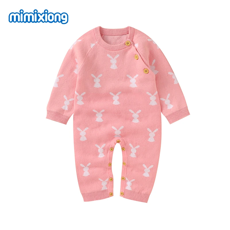 

Spring Baby Easter Rompers Clothes Cute Rabbit Knit Newborn Boy Girl Cotton Jumpsuits 0-18m Toddler Unisex Playsuits Long Sleeve