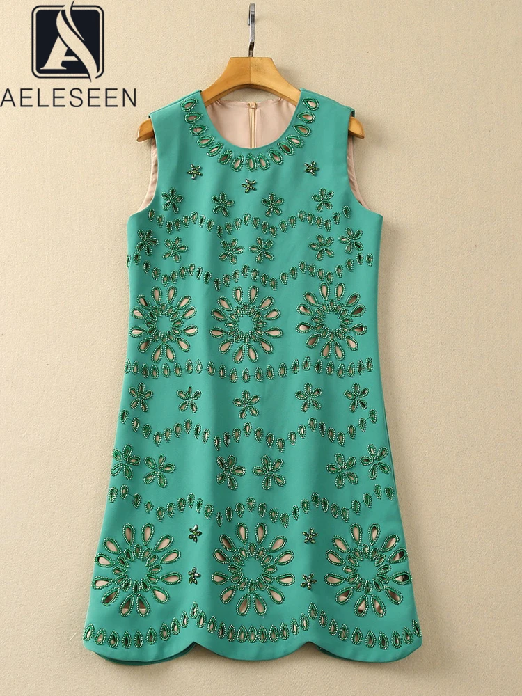 AELESEEN Women Casual Summer Dress Sleeveless Green Black Hollow Out Flower Beading A-Line High Street Mini Ladies Holiday
AELESEEN Women Casual Summer Dress Sleeveless Green Black Hollow Out Flower Beading A-Line High Street Mini Ladies Holiday