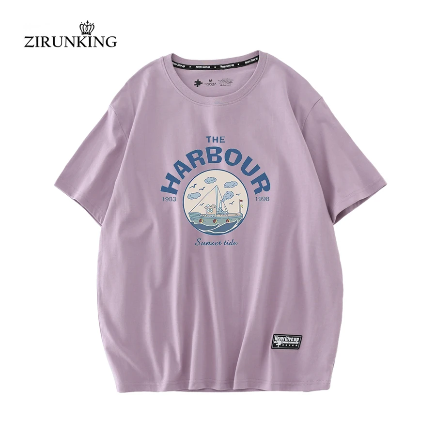ZIRUNKING New Summer Trend Leisure Outdoor Style T-shirts 100% Cotton Fabric Purple Tees Fashion Retro Mountaineering Print Tops
ZIRUNKING New Summer Trend Leisure Outdoor Style T-shirts 100% Cotton Fabric Purple Tees Fashion Retro Mountaineering Print Tops