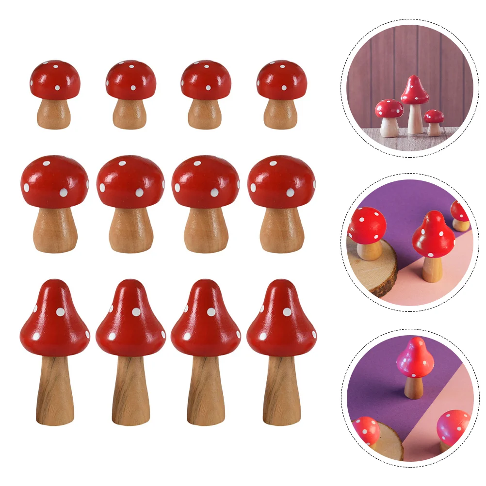 

12pcs Wooden Mushroom Potted Delicate Micro Landscape Sand Table Decorations