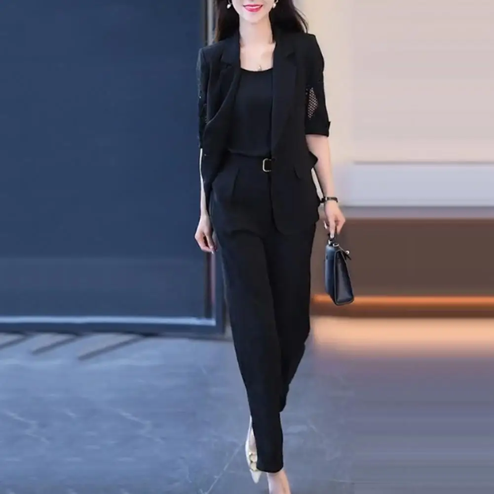 High Waist Pants Set Elegant Women's Business Suit Set with V Neck Sleeveless Vest High Waist Harem Pants Hollow Out for Lady
High Waist Pants Set Elegant Women's Business Suit Set with V Neck Sleeveless Vest High Waist Harem Pants Hollow Out for Lady