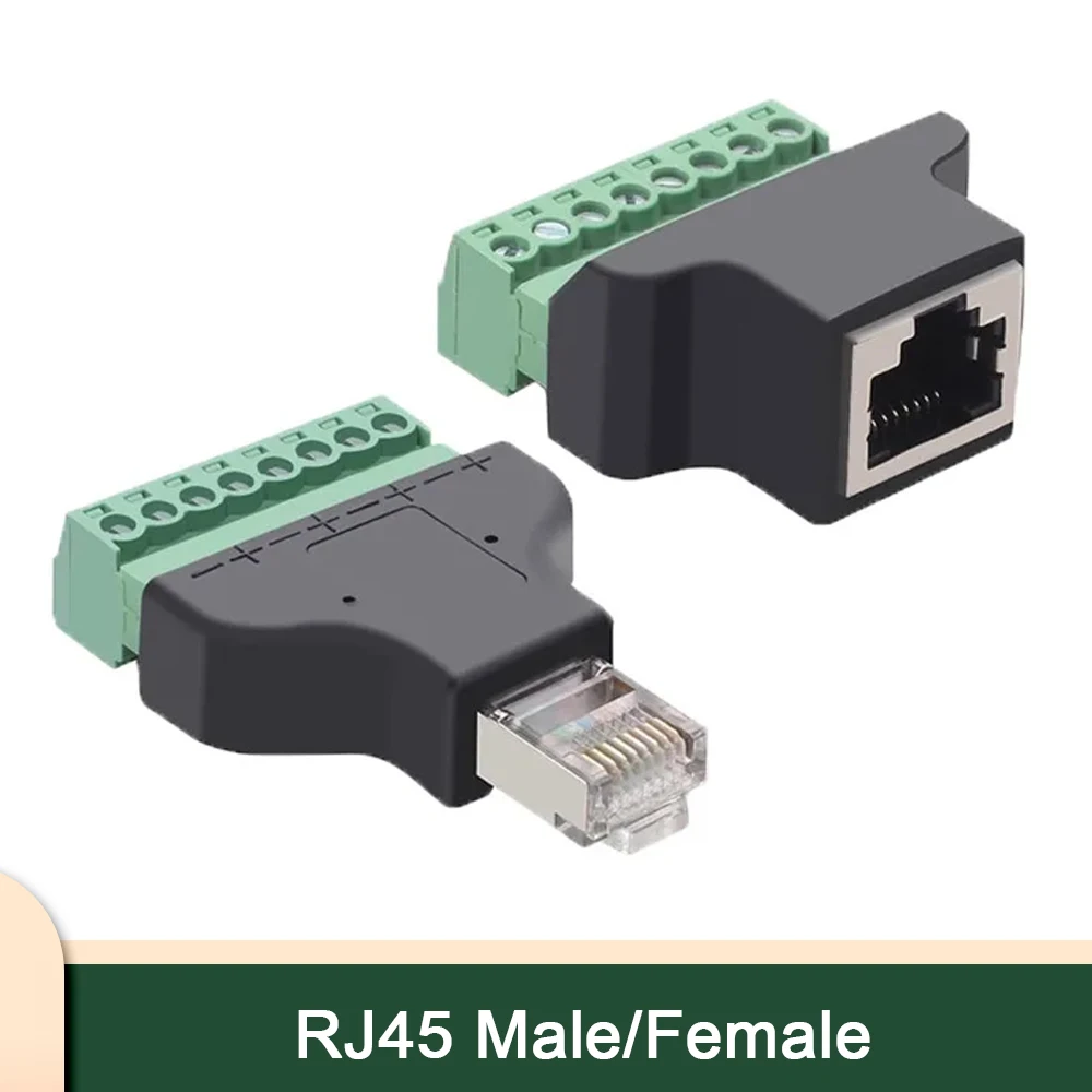 

Network Cable Extender 8P8C Crystal Head Male/Female RJ45 To 8Pin Terminal Solderless Green Network Terminal Block Adapter