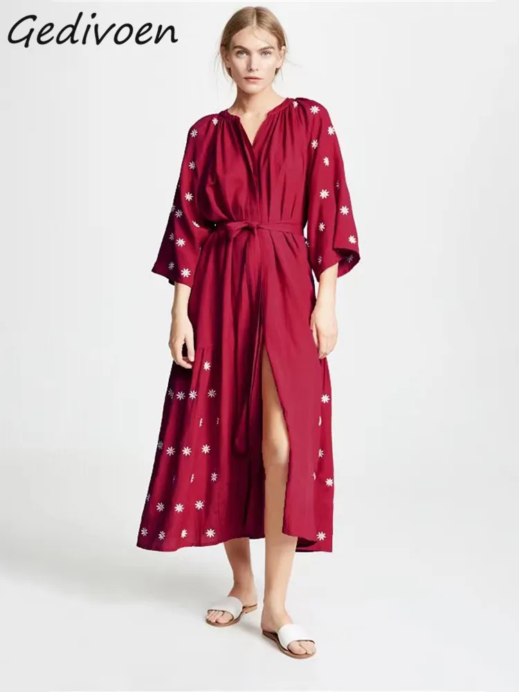 Gedivoen Fashion Designer Spring Women's Crew Neck Single Breasted Red Dandelion Printed Dress
Gedivoen Fashion Designer Spring Women's Crew Neck Single Breasted Red Dandelion Printed Dress