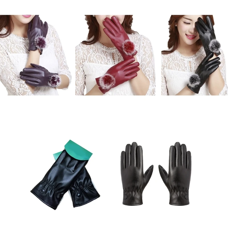 

Touchscreen Driving Gloves Women Fleece Lining Thick Warm Gloves Womens Leather Gloves Winter Lined Hand Warmer