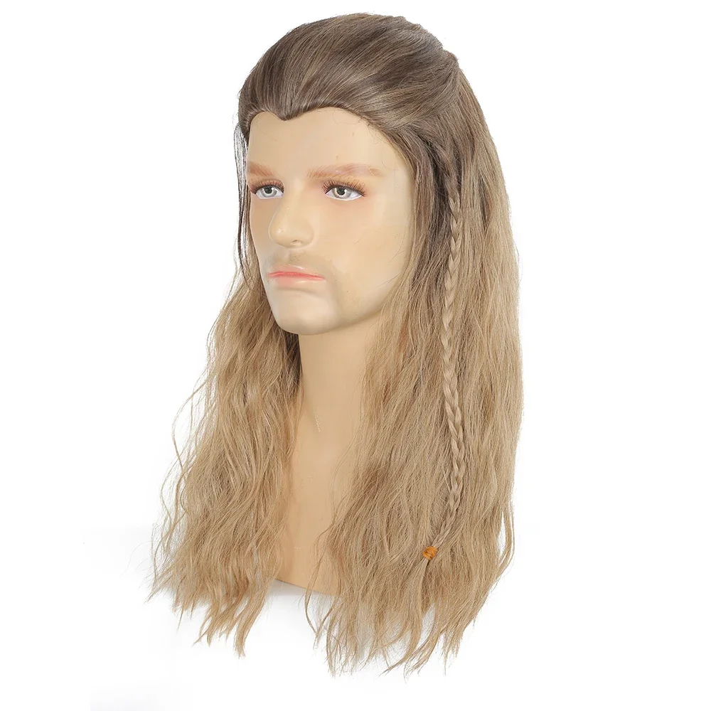 

Synthetic Love and Thunder Movie Thor Men Cos Wig Long Wavy Curly Braid Side Bangs Jane Cosplay Hair for Men Party Wigs