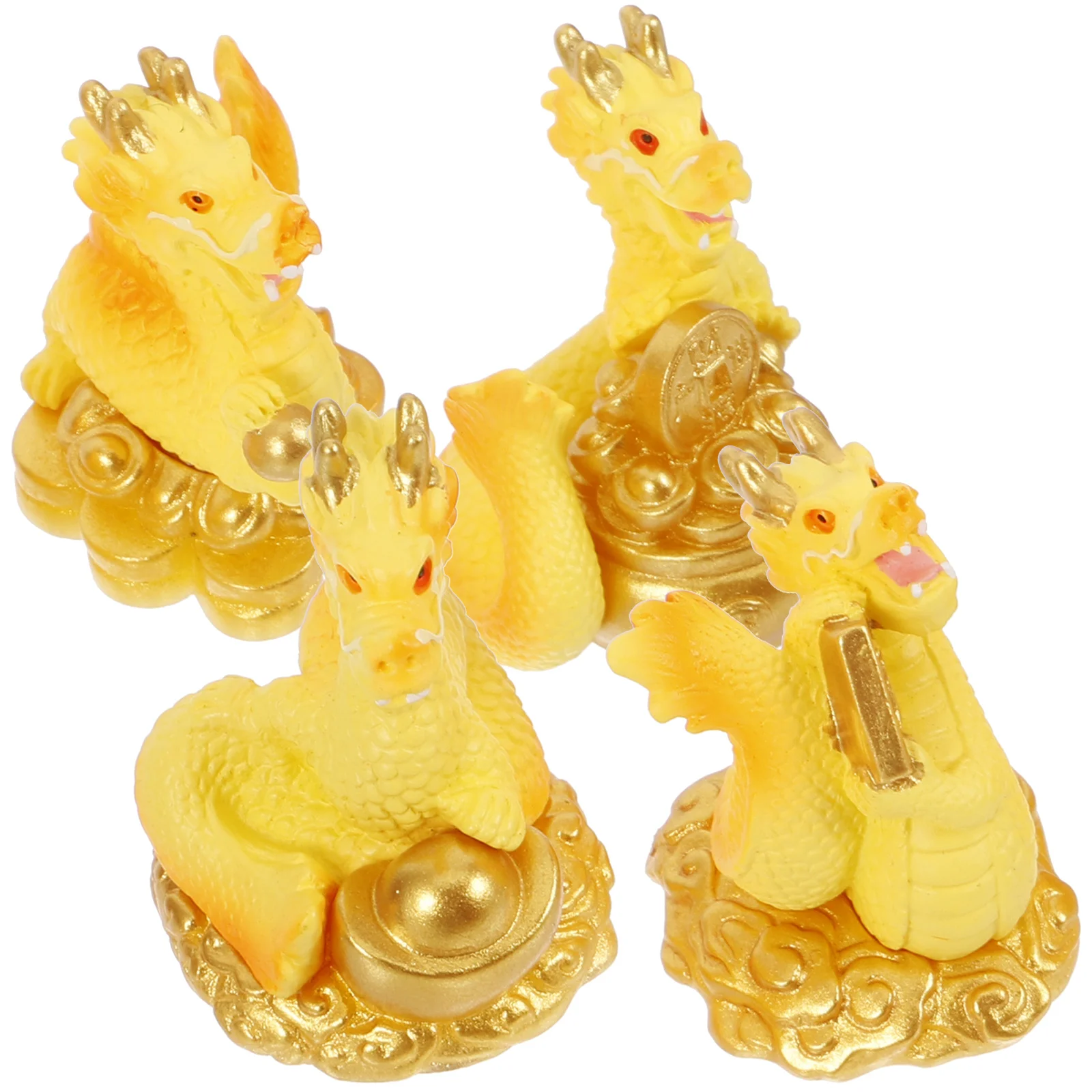 

4 Pcs 2024 New Year Dragon Ornaments Decor Dashcams for Cars Zodiac Figurine Decors Toy