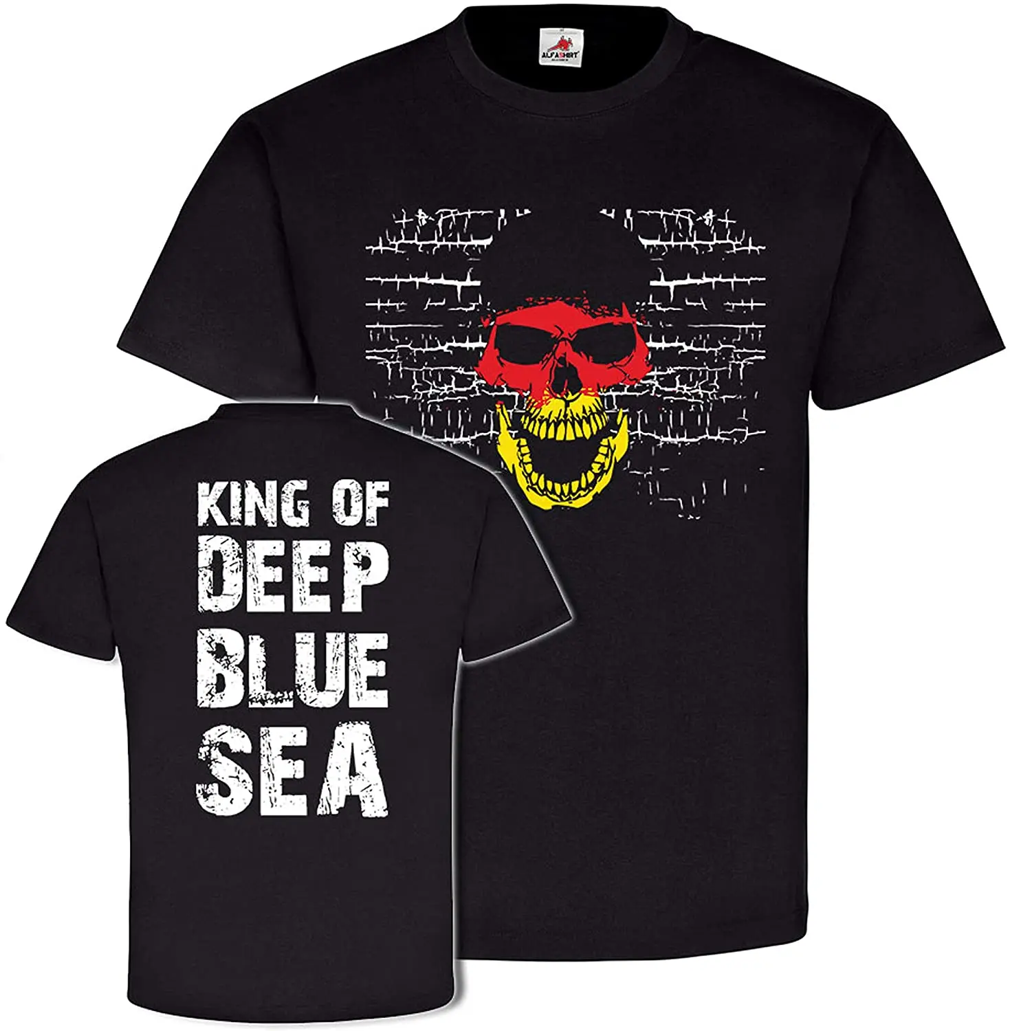 

King of Deep Blue Sea Germany Flag Diver Skull Naval Swimmer Sailor T Shirt. 100% Cotton Casual T-shirts Loose Top Size S-3XL