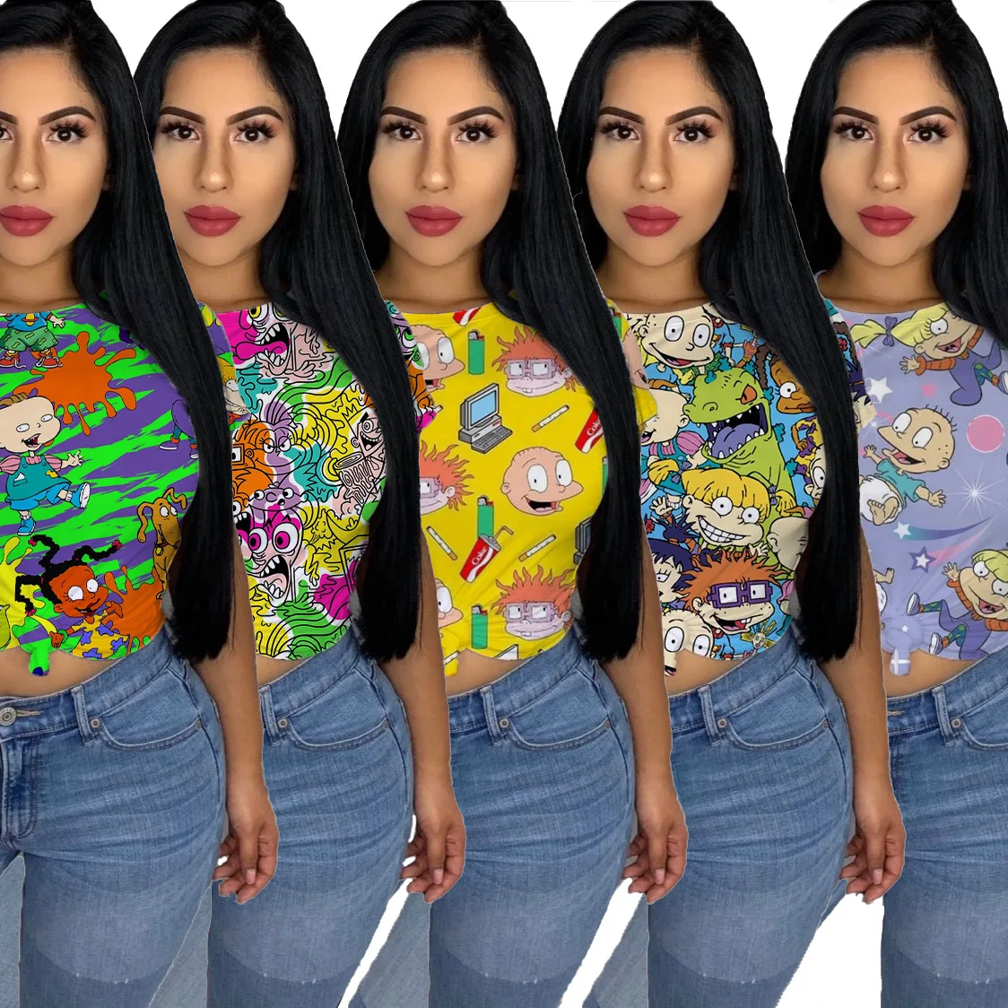 2023 Fashion Women's Tunic Summer Short Sleeved Cute Anime Cartoon Print T-shirt Ladies Casual Tops Streetwear
2023 Fashion Women's Tunic Summer Short Sleeved Cute Anime Cartoon Print T-shirt Ladies Casual Tops Streetwear