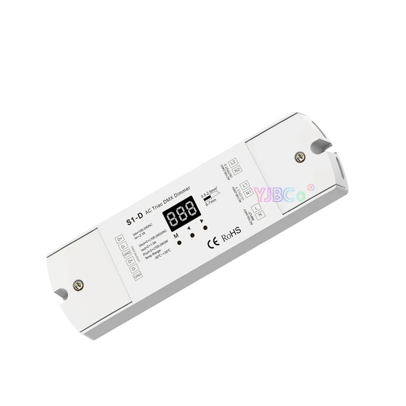 

Skydance 110V 220V AC S1-D 2CH Triac DMX LED Dimmer,1A*2 Channel output RDM Silicon DMX512 Controller for single color LED Lamp