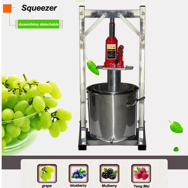 

22l/12l Manual Hydraulic Fruit Squeezer Small Honey Grape Blueberry Mulberry Presser Juicer Stainless Steel Juice Press Machine