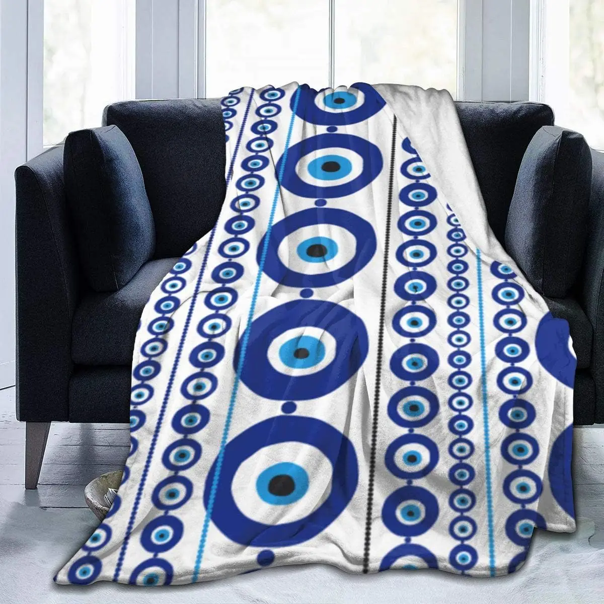 

Синее греческое зло амулет в виде глаза Nazar, плед для дивана, кресла, кровати, кресло с откидной спинкой, декор для гостиной и спальни 50x40 дюймов