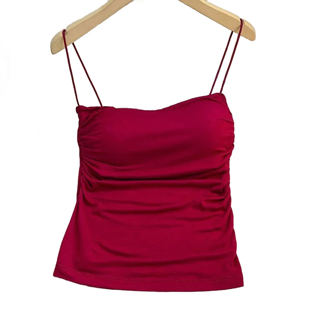 Women Spaghetti Strap Casual Tops With Built-in Bra Solid Color Summer Tops Vest Padded Layer Vest Slim Soft Crop Tops Summer
Women Spaghetti Strap Casual Tops With Built-in Bra Solid Color Summer Tops Vest Padded Layer Vest Slim Soft Crop Tops Summer