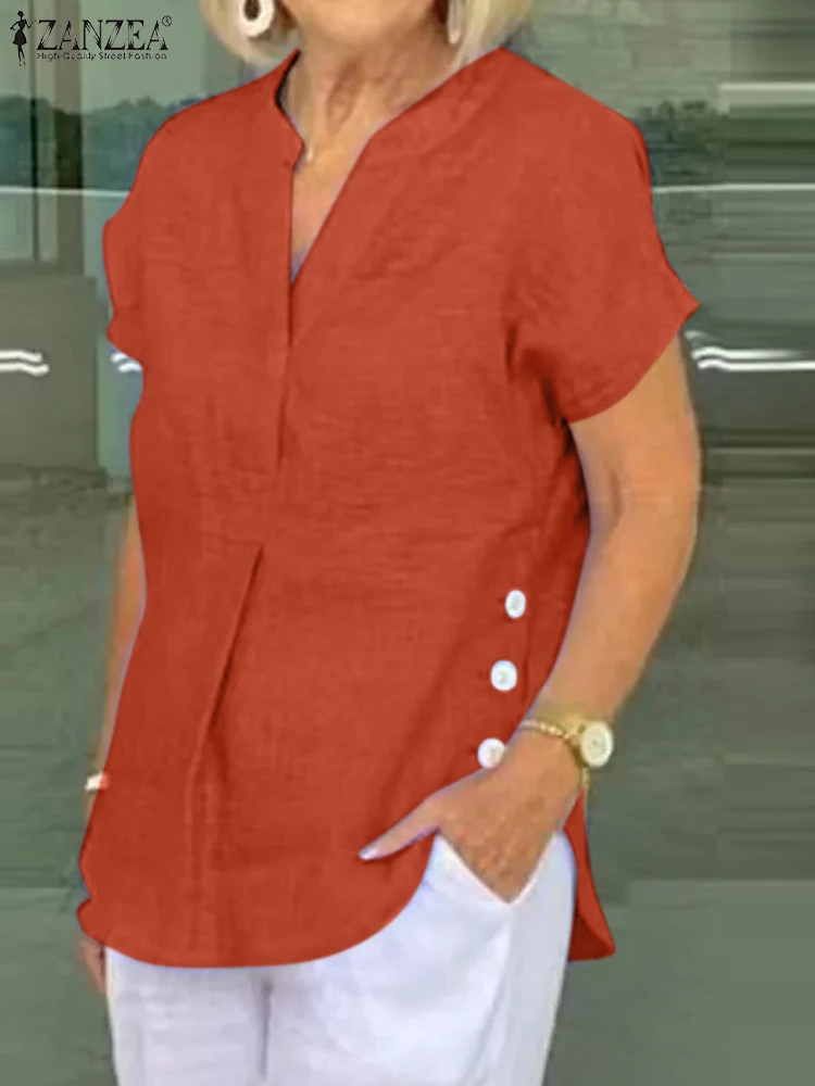 2023 ZANZEA Fashion Short Sleeve Shirt Summer Woman Elegant Tops Casual Solid Color Blouse Female V-Neck Loose Buttons Chemise
2023 ZANZEA Fashion Short Sleeve Shirt Summer Woman Elegant Tops Casual Solid Color Blouse Female V-Neck Loose Buttons Chemise