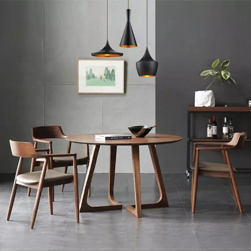 

Круглый обеденный стол из массива дерева в скандинавском стиле, домашний обеденный стол и стулья из натурального дерева, маленький круглый стол