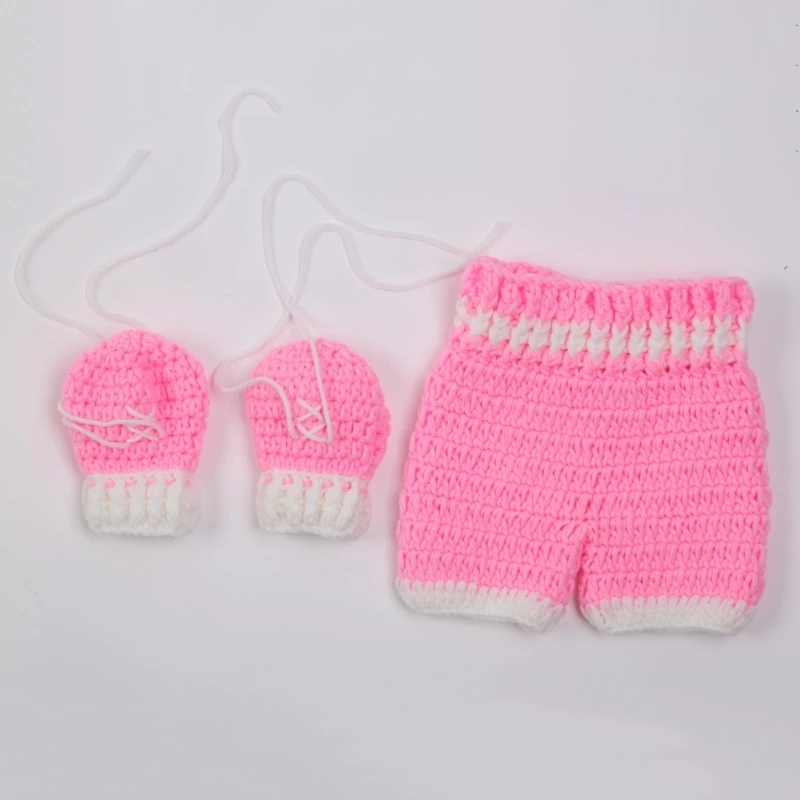 

Newborn Baby Photo Photography Prop Costume Boxing Gloves Shorts Crochet Knit Clothes Boxing gloves and pants Set