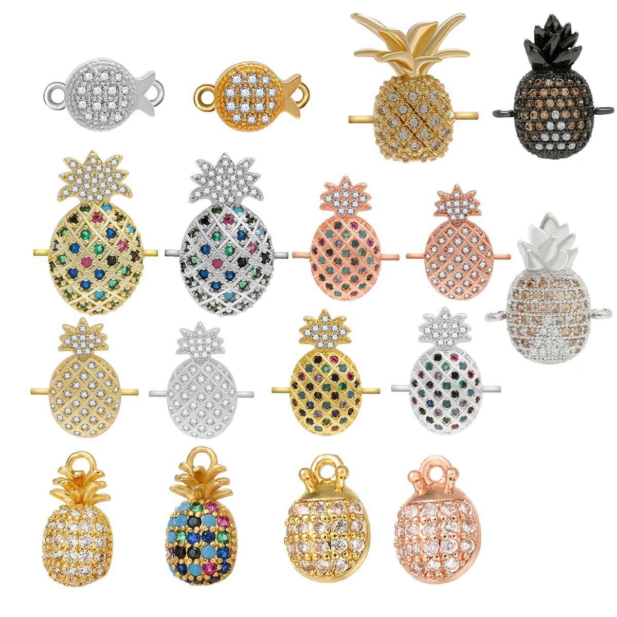 Pave Colorful Zirconia Summer Pineapple Fruit Pendant Copper Charm for Earrings Necklace Jewelry Making DIY Bracelet Accessories
Pave Colorful Zirconia Summer Pineapple Fruit Pendant Copper Charm for Earrings Necklace Jewelry Making DIY Bracelet Accessories