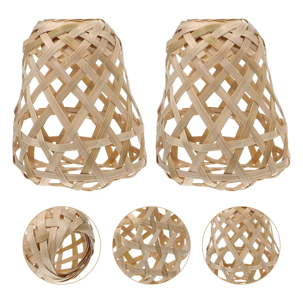 

4 Pcs Bamboo Lampshade Rattan Baskets for Storage Lampshades Decor Cover Woven Pendant Light Weaving Rustic Style Hanging