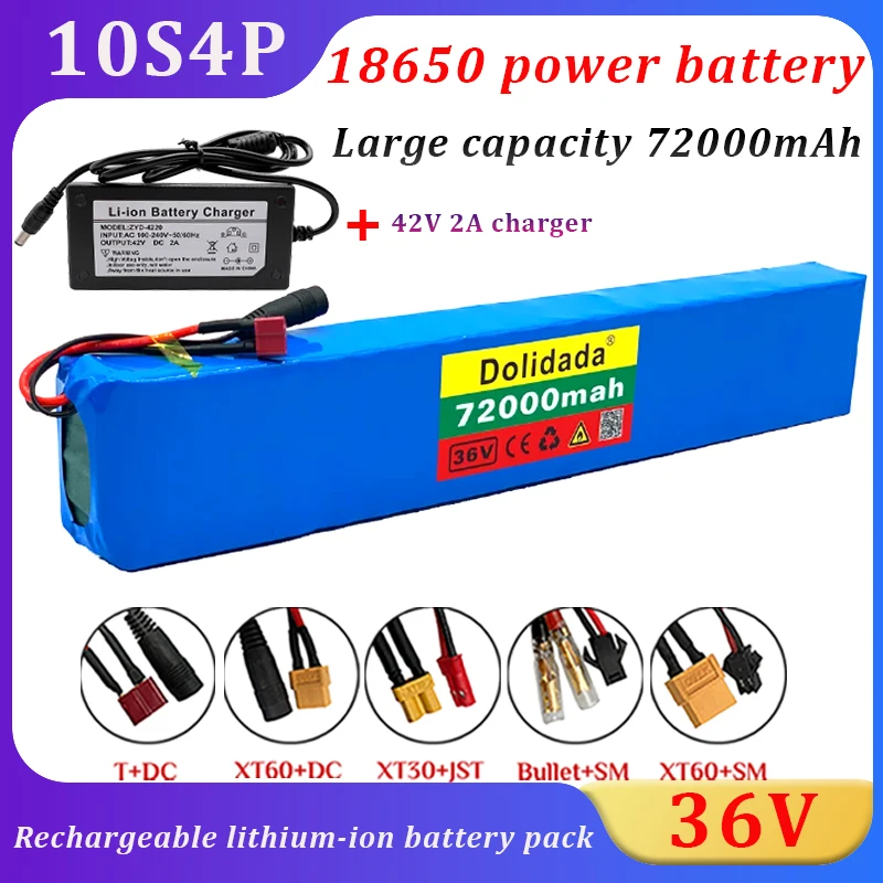 36V 18650 Rechargeable Lithium Battery Pack Large Capacity 10S4P 72Ah High Power600W Suitable for Electric Bicycles and Scooters
36V 18650 Rechargeable Lithium Battery Pack Large Capacity 10S4P 72Ah High Power600W Suitable for Electric Bicycles and Scooters