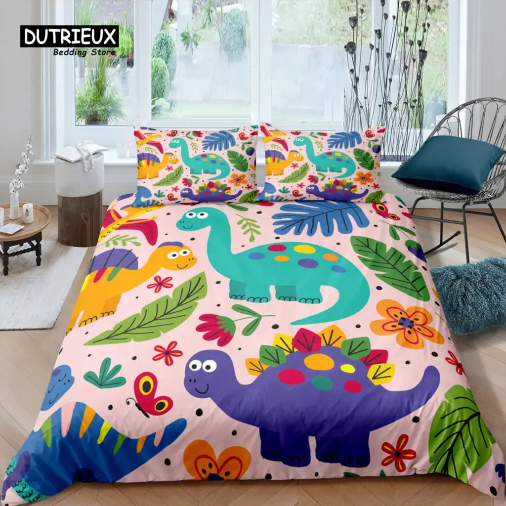 

Home Living Luxury 3D Cartoon Dinosaur Bedding Set Kids Duvet Cover Pillowcase Queen and King EU/US/AU/UK Size Comforter Bedding